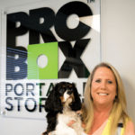 Pro Box Portable Storage's dedicated team member, Daisy Beth, with her dog, clicked a picture