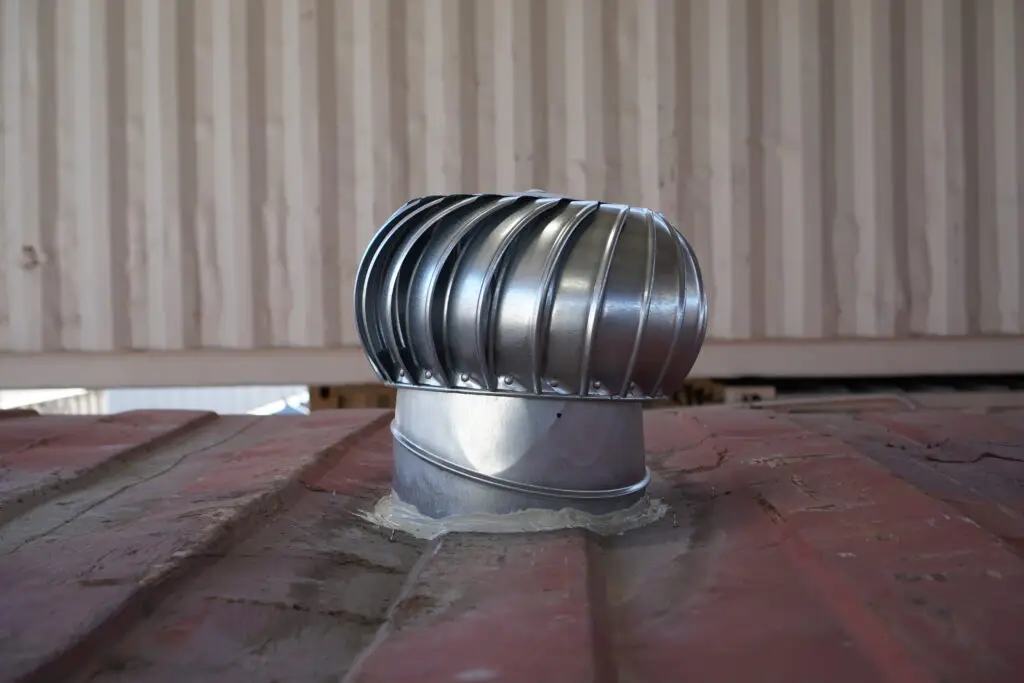 storage container ventilation using a whirlybird vent